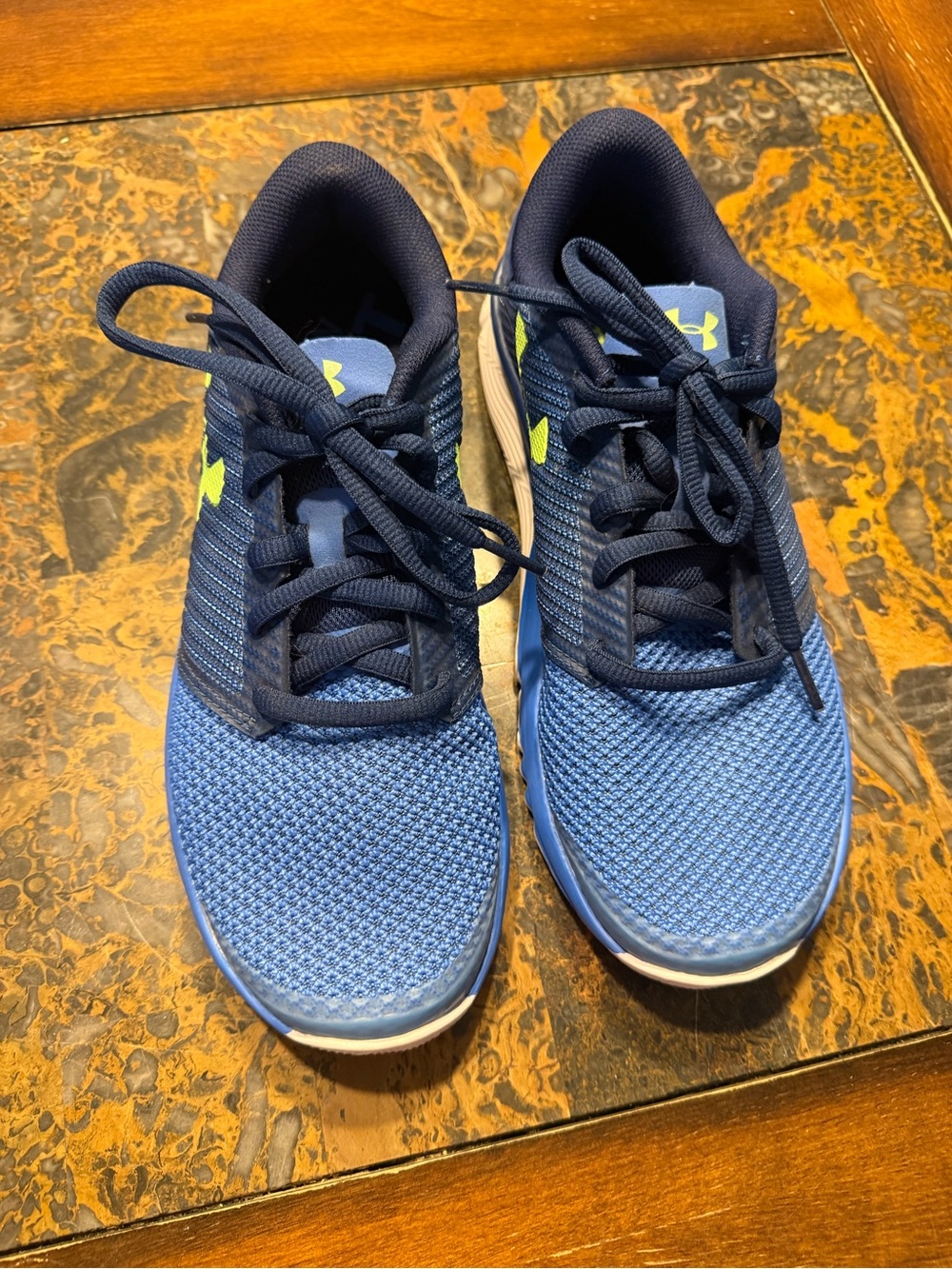 Under Armour Navy and Blue Men’s Athletic Sneakers with Neon Accent
